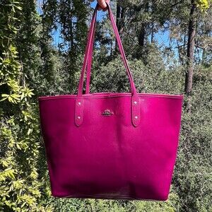 COACH City Tote Bright Violet PINK w Gold Hardware Womens Shoulder Bag AUTHENTIC